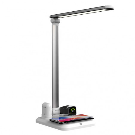 Lampe de bureau LED pliable avec support de charge sans fil 4 en 1...