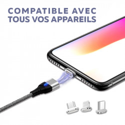 Cable magnetique universel de charge et de synchronisation avec...