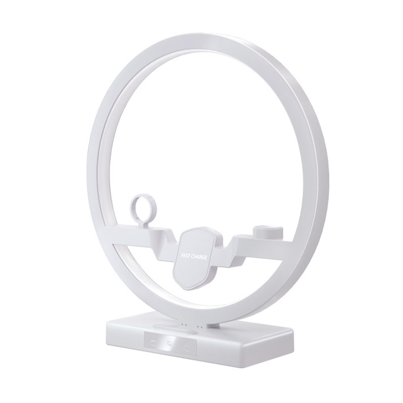 Station de charge rapide a 5 ports avec lampe de bureau LED - Blanc