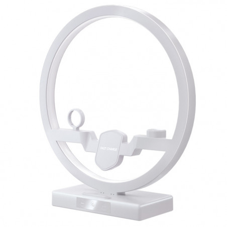Station de charge rapide a 5 ports avec lampe de bureau LED - Blanc
