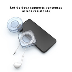 Lot de deux supports ventouse pour mobile reutilisable