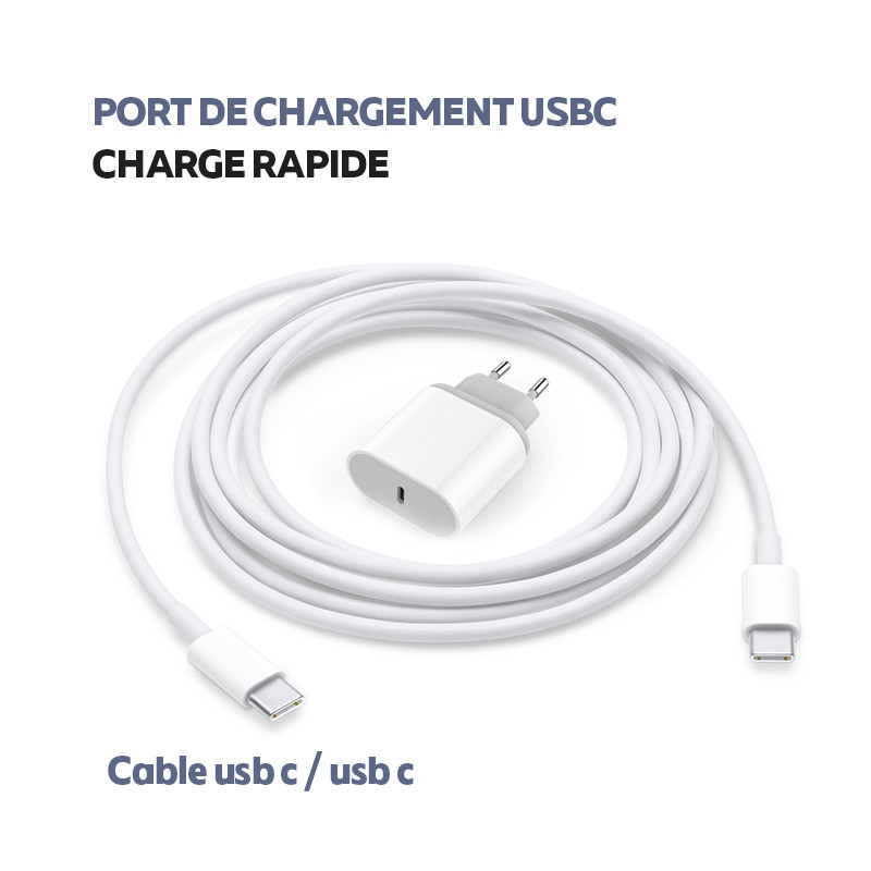 Chargeur mural USB type C a charge ultra rapide de 18 W + Cable...