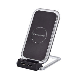 Chargeur rapide 10W sans fil a induction Qi avec stand et 2 ports...