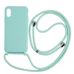 Coque TPU avec collier en corde reglable pour iPhone X/XS - Vert deau