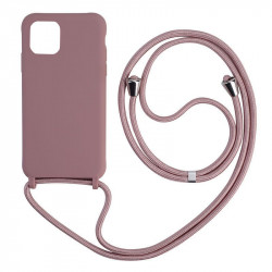 Coque TPU avec collier en corde reglable pour iPhone 11 - Rose des...