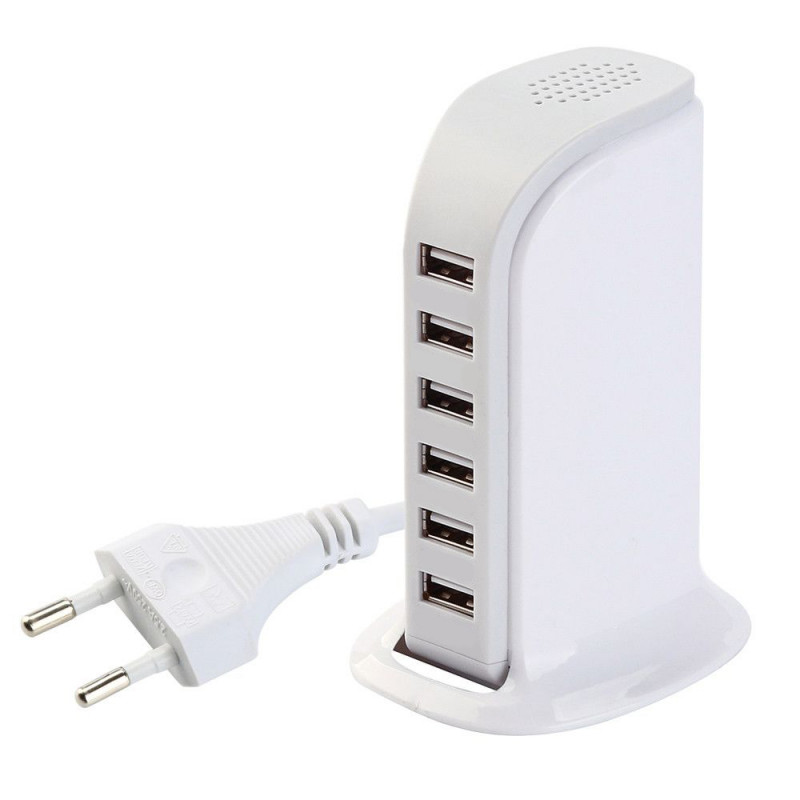 Chargeur 5 entrees USB 5A avec rallonge secteur et socle