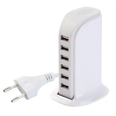 Chargeur 5 entrees USB 5A avec rallonge secteur et socle