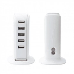 Chargeur 5 entrees USB 5A avec rallonge secteur et socle