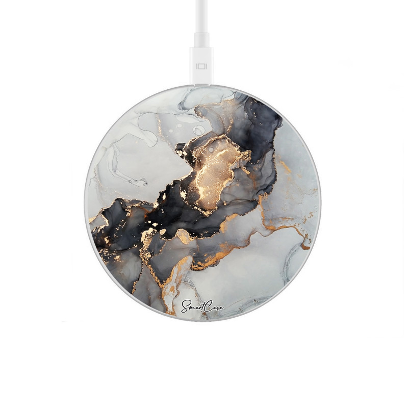 Chargeur a induction sans fil avec indicateur LED argent - Marbre...