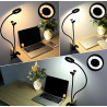 Support mobile a pince flexible avec anneaux a LED reglables