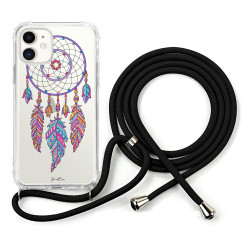 Coque TPU avec collier en corde reglable pour iPhone 11 - Noir