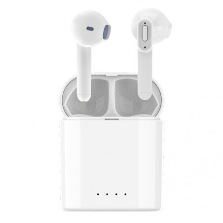 Ecouteurs Bluetooth etanches avec boitier de chargement - Blanc
