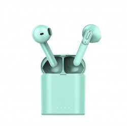 Ecouteurs Bluetooth etanches avec boitier de chargement - Vert deau