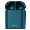 Ecouteurs Bluetooth etanches avec boitier de chargement - Bleu canard