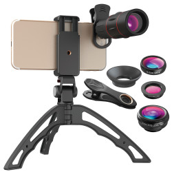 Trepied portatif pour mobile avec kit de lentilles complet - Noir