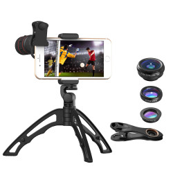 Trepied portatif pour mobile avec kit de lentilles complet - Noir