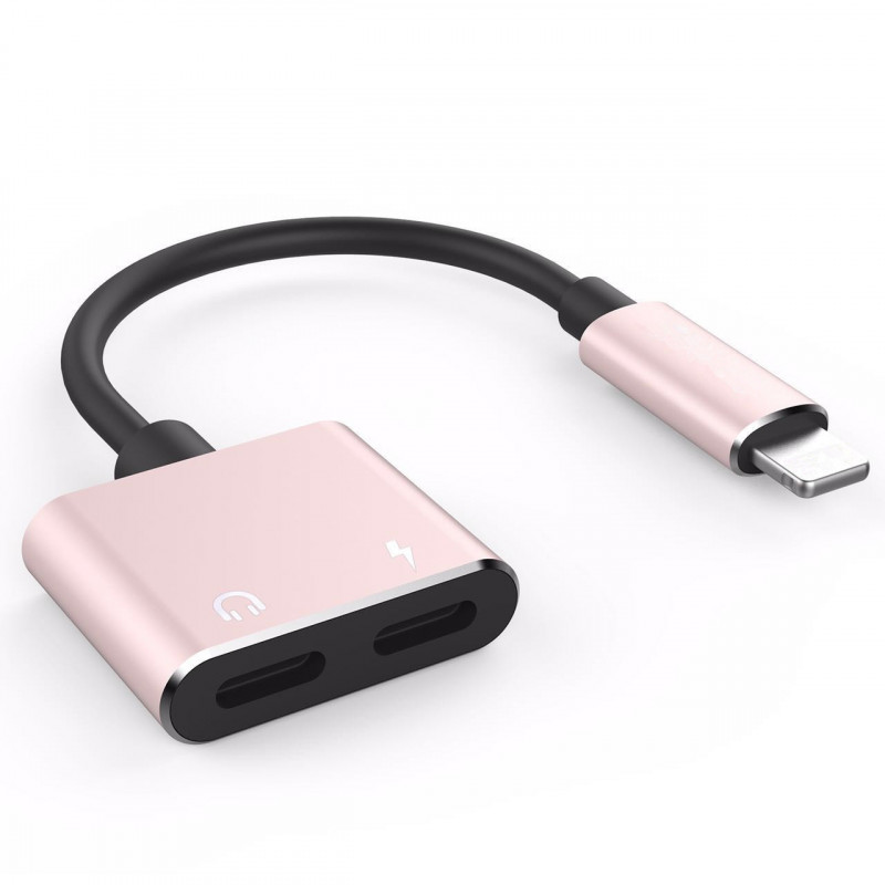 Adaptateur Lightning vers Lightning et Lightning - Rose or