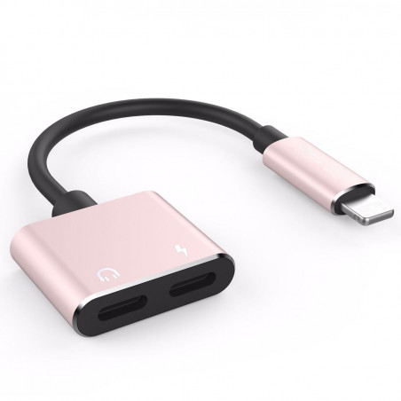 Adaptateur Lightning vers Lightning et Lightning - Rose or