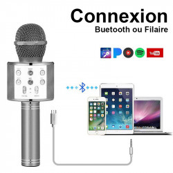 Microphone karaoke Bluetooth - Argent