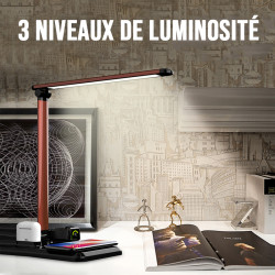 Lampe de bureau LED pliable avec support de charge sans fil 4 en 1...