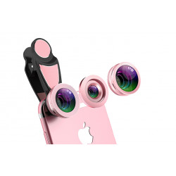 Kit dobjectifs de camera pour Smartphone 4 en 1 - Rose or