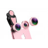 Kit dobjectifs de camera pour Smartphone 4 en 1 - Rose or