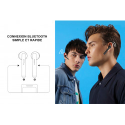 Ecouteurs magnetiques Bluetooh 5.0 avec boitier de chargement - Noir