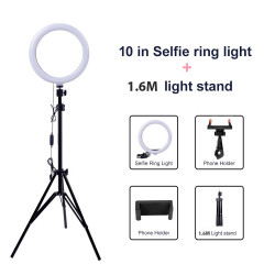 Anneau lumineu LED 10 reglable avec trepied 160 cm pour 3 supports...